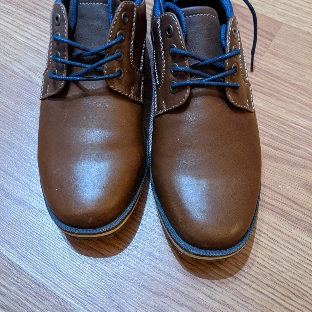 boys brown leather shoes.